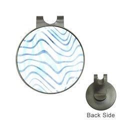 Faded Denim Blue Abstract Stripes On White Hat Clips With Golf Markers by SpinnyChairDesigns