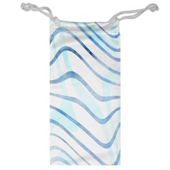 Faded Denim Blue Abstract Stripes On White Jewelry Bag by SpinnyChairDesigns