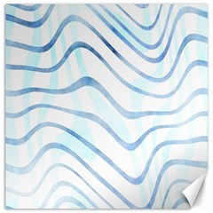 Faded Denim Blue Abstract Stripes On White Canvas 12  X 12 