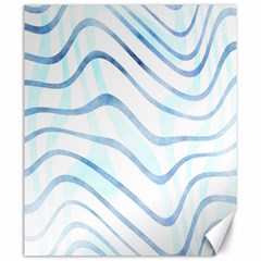 Faded Denim Blue Abstract Stripes On White Canvas 20  X 24  by SpinnyChairDesigns