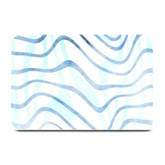 Faded Denim Blue Abstract Stripes On White Plate Mats by SpinnyChairDesigns