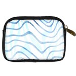 Faded Denim Blue Abstract Stripes on White Digital Camera Leather Case Back