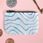 Faded Denim Blue Abstract Stripes on White Mini Coin Purse Front