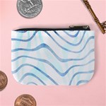 Faded Denim Blue Abstract Stripes on White Mini Coin Purse Back