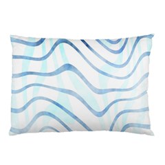 Faded Denim Blue Abstract Stripes On White Pillow Case (two Sides)