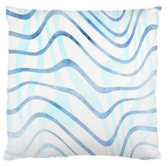 Faded Denim Blue Abstract Stripes On White Large Cushion Case (two Sides) by SpinnyChairDesigns