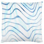 Faded Denim Blue Abstract Stripes on White Large Cushion Case (Two Sides) Front