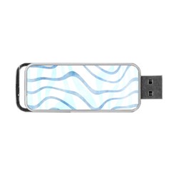 Faded Denim Blue Abstract Stripes On White Portable Usb Flash (two Sides) by SpinnyChairDesigns