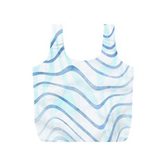 Faded Denim Blue Abstract Stripes On White Full Print Recycle Bag (s)