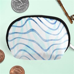 Faded Denim Blue Abstract Stripes On White Accessory Pouch (medium) by SpinnyChairDesigns