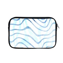 Faded Denim Blue Abstract Stripes On White Apple Macbook Pro 13  Zipper Case by SpinnyChairDesigns