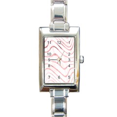 Pink Abstract Stripes On White Rectangle Italian Charm Watch by SpinnyChairDesigns