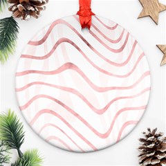 Pink Abstract Stripes On White Ornament (round) by SpinnyChairDesigns