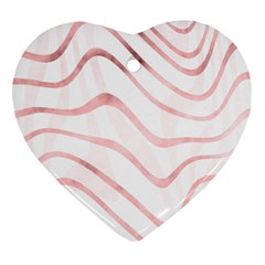 Pink Abstract Stripes On White Ornament (heart) by SpinnyChairDesigns