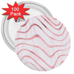 Pink Abstract Stripes On White 3  Buttons (100 Pack)  by SpinnyChairDesigns