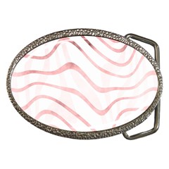 Pink Abstract Stripes On White Belt Buckles by SpinnyChairDesigns