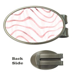 Pink Abstract Stripes On White Money Clips (oval)  by SpinnyChairDesigns