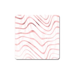 Pink Abstract Stripes On White Square Magnet by SpinnyChairDesigns