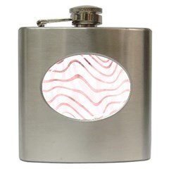 Pink Abstract Stripes On White Hip Flask (6 Oz) by SpinnyChairDesigns