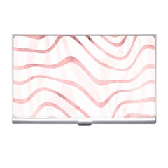 Pink Abstract Stripes On White Business Card Holder by SpinnyChairDesigns