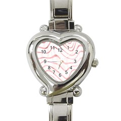 Pink Abstract Stripes On White Heart Italian Charm Watch by SpinnyChairDesigns