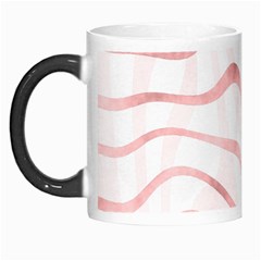 Pink Abstract Stripes On White Morph Mugs by SpinnyChairDesigns