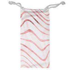 Pink Abstract Stripes On White Jewelry Bag by SpinnyChairDesigns