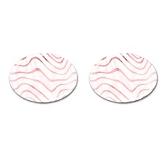 Pink Abstract Stripes On White Cufflinks (oval) by SpinnyChairDesigns