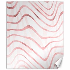 Pink Abstract Stripes On White Canvas 8  X 10  by SpinnyChairDesigns