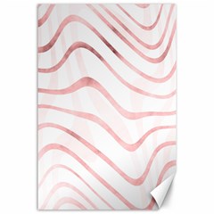 Pink Abstract Stripes On White Canvas 24  X 36  by SpinnyChairDesigns