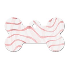 Pink Abstract Stripes On White Dog Tag Bone (one Side) by SpinnyChairDesigns