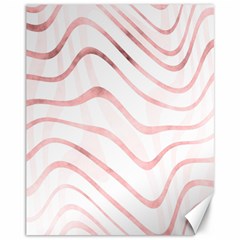 Pink Abstract Stripes On White Canvas 11  X 14  by SpinnyChairDesigns