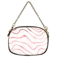 Pink Abstract Stripes On White Chain Purse (one Side) by SpinnyChairDesigns