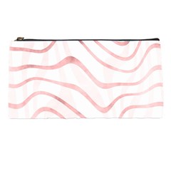 Pink Abstract Stripes On White Pencil Case by SpinnyChairDesigns