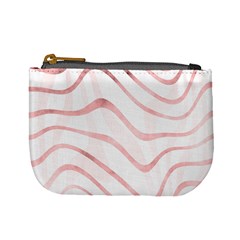 Pink Abstract Stripes On White Mini Coin Purse by SpinnyChairDesigns