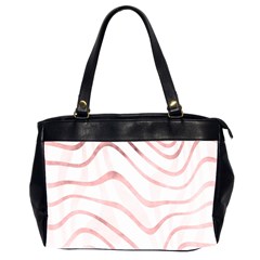 Pink Abstract Stripes On White Oversize Office Handbag (2 Sides) by SpinnyChairDesigns