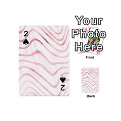 Pink Abstract Stripes On White Playing Cards 54 Designs (mini) by SpinnyChairDesigns