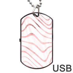 Pink Abstract Stripes On White Dog Tag Usb Flash (two Sides) by SpinnyChairDesigns