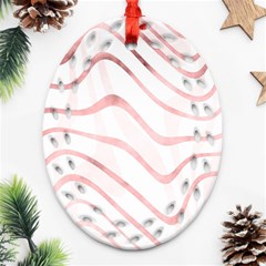 Pink Abstract Stripes On White Oval Filigree Ornament (two Sides) by SpinnyChairDesigns