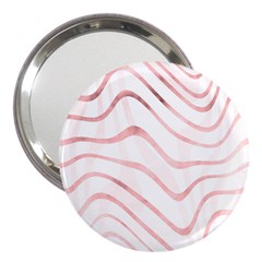 Pink Abstract Stripes On White 3  Handbag Mirrors by SpinnyChairDesigns