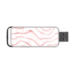 Pink Abstract Stripes On White Portable Usb Flash (one Side) by SpinnyChairDesigns