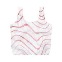 Pink Abstract Stripes On White Full Print Recycle Bag (m) by SpinnyChairDesigns