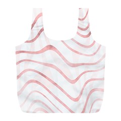 Pink Abstract Stripes On White Full Print Recycle Bag (l) by SpinnyChairDesigns