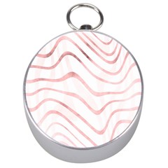 Pink Abstract Stripes On White Silver Compasses by SpinnyChairDesigns