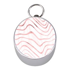 Pink Abstract Stripes On White Mini Silver Compasses by SpinnyChairDesigns