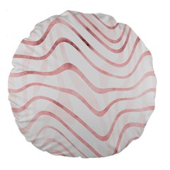 Pink Abstract Stripes On White Large 18  Premium Flano Round Cushions by SpinnyChairDesigns