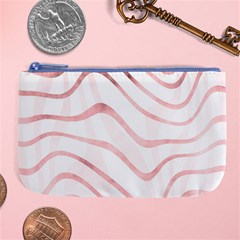 Pink Abstract Stripes On White Large Coin Purse by SpinnyChairDesigns