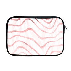 Pink Abstract Stripes On White Apple Macbook Pro 17  Zipper Case by SpinnyChairDesigns