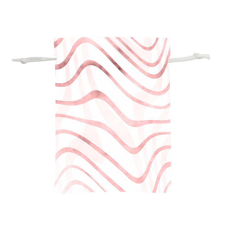 Pink Abstract Stripes on White Lightweight Drawstring Pouch (S)