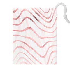 Pink Abstract Stripes On White Drawstring Pouch (5xl) by SpinnyChairDesigns